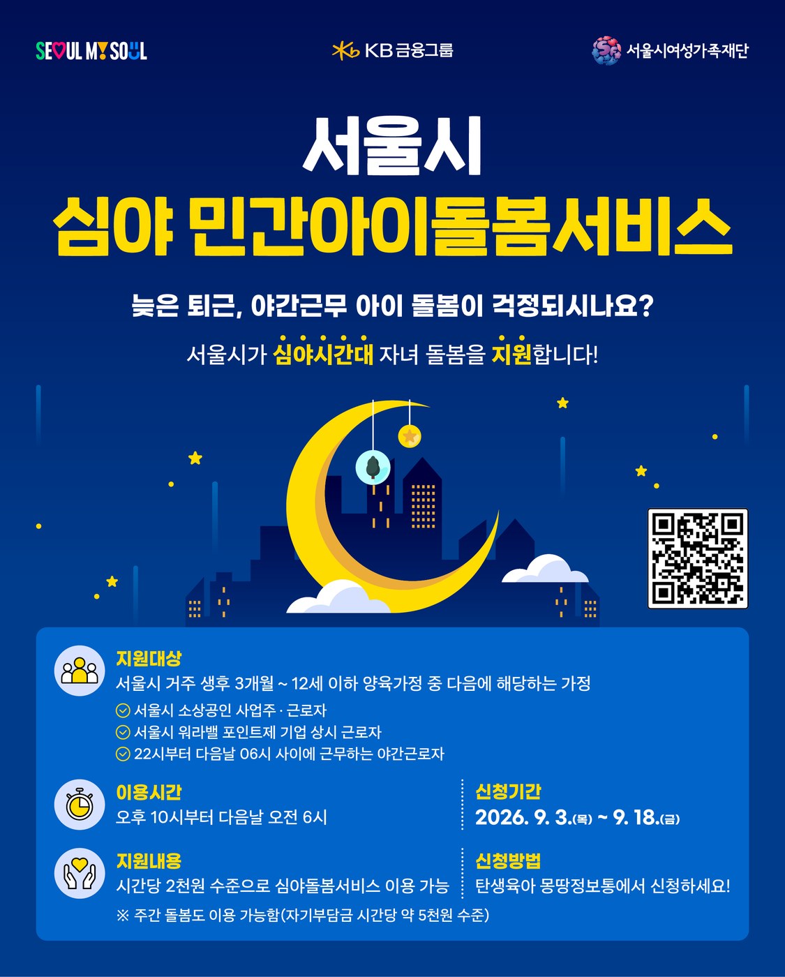 서울시, KB금융과 협력해 야간근로자 대상 아이돌봄 서비스 확대