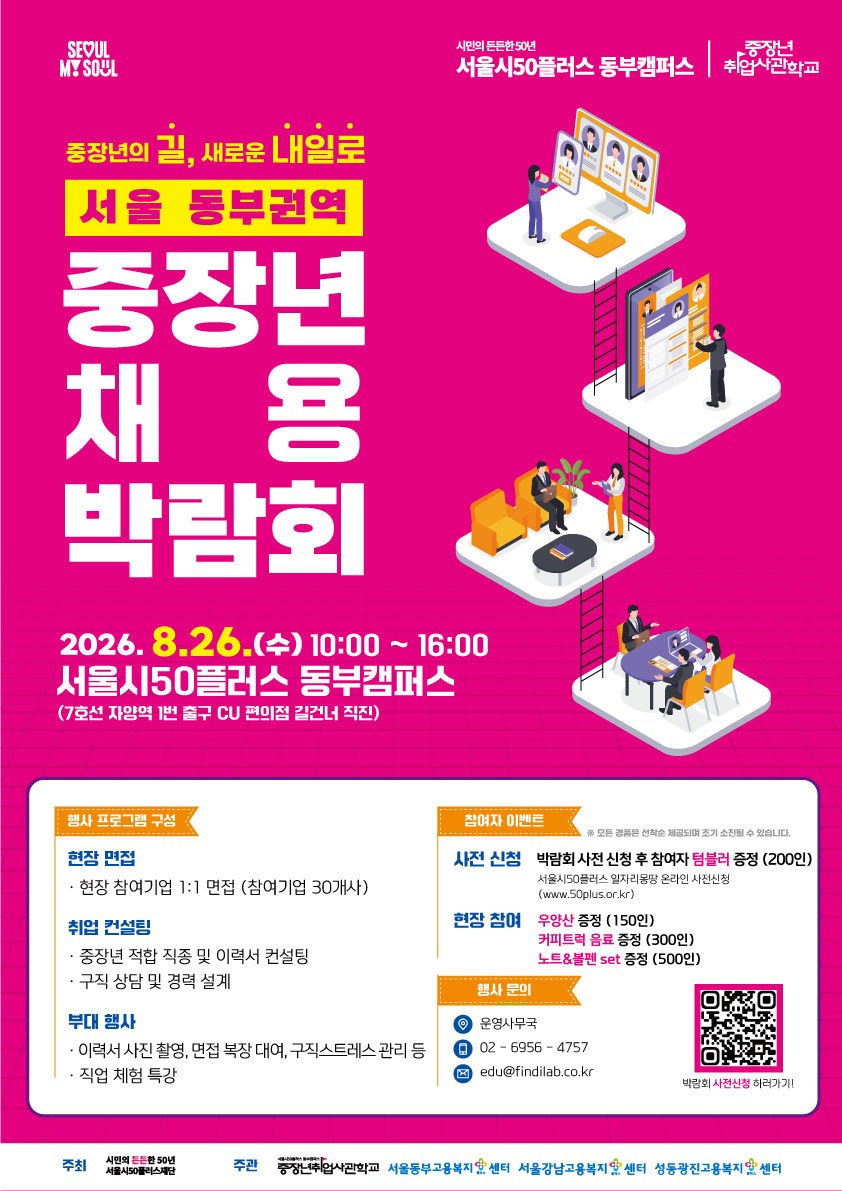 서울시, 8~9월 5개 권역 중장년 채용박람회 개최