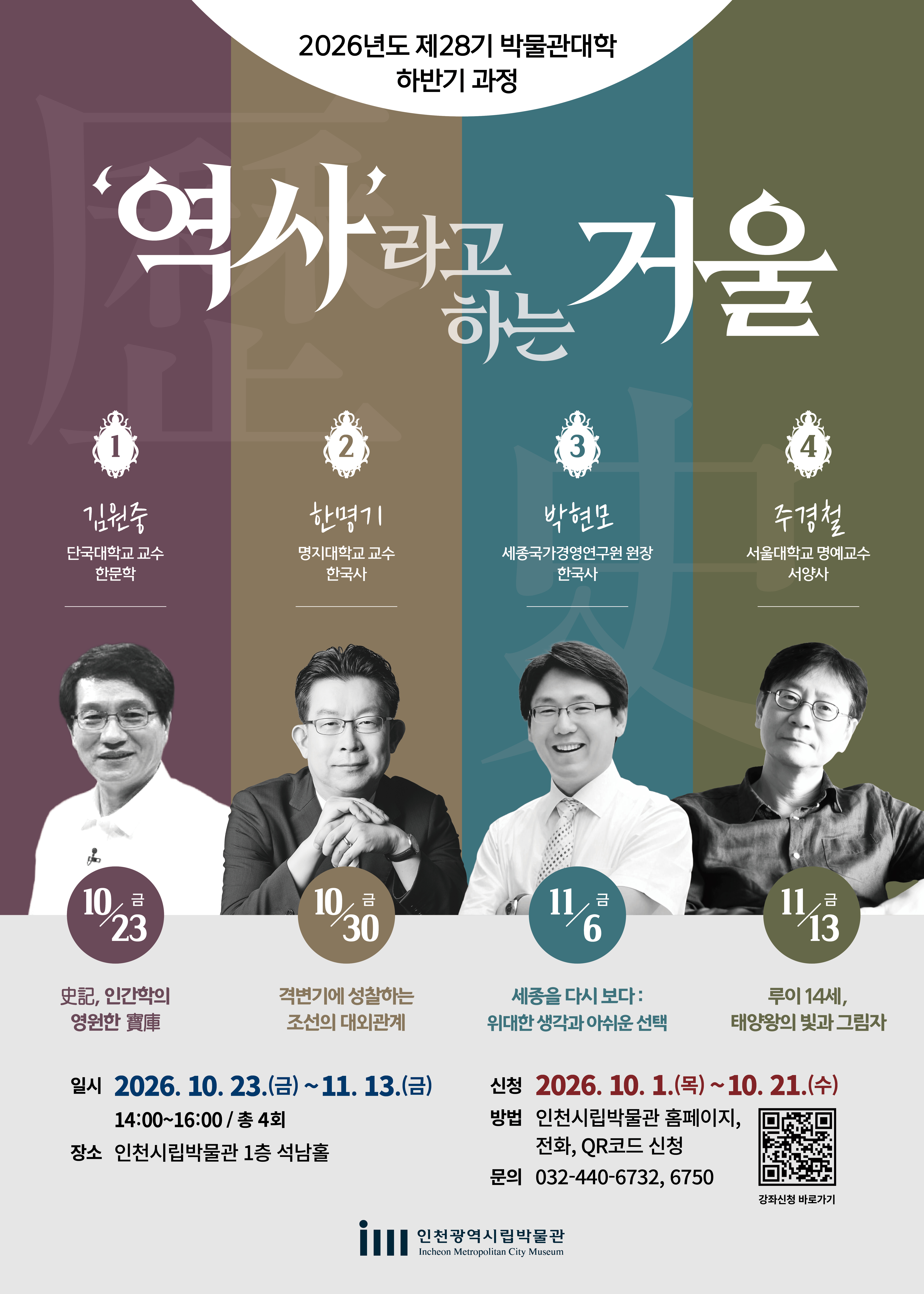 인천시립박물관,‘역사라고 하는 거울’박물관대학 하반기 과정 운영