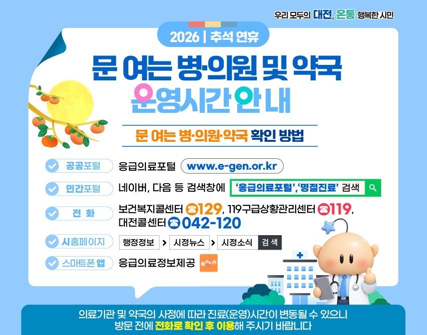 추석 연휴 24시간 응급의료상황실 가동